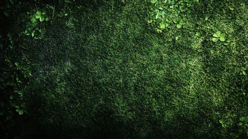 Dense Moss and Clover Ground Coverage with Textural Depth Variation