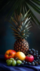 Pineapple fruit still life under dramatic studio lighting.