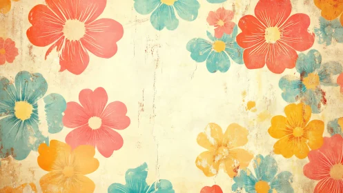 Vintage floral pattern with distressed textured background.