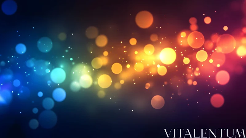 Colorful abstract bokeh lights on dark background, digital art.