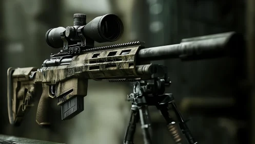 Precision Predator: Tactical Rifle Locked and Loaded.
