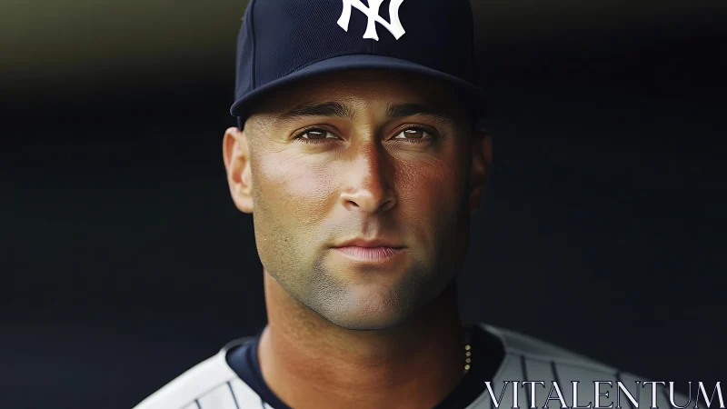 Baseball player portrait captures calm focus under stadium lights