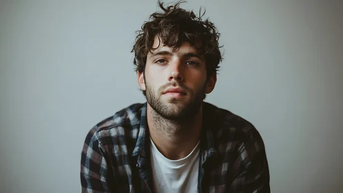 Soft-lit male portrait with shallow depth and muted tonality