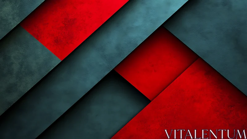 Red and teal diagonal layered geometric background design.