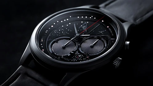 Midnight stargazer watch with cosmic dial and quiet drama.