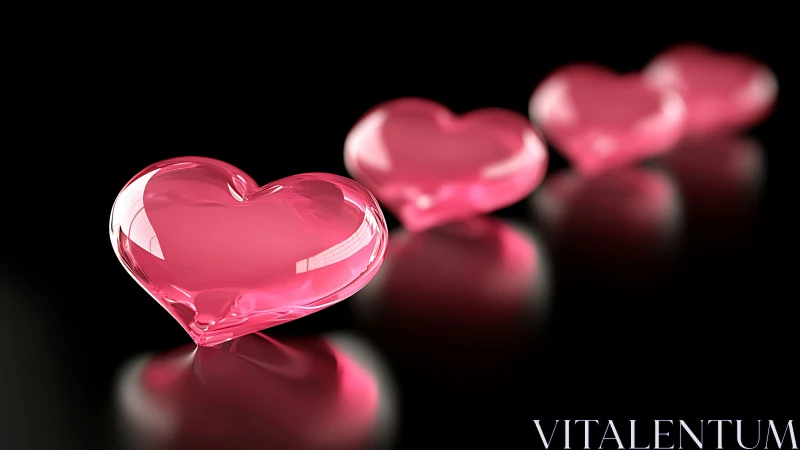 Translucent Crystal Heart Forms with Specular Highlights and Depth of Field