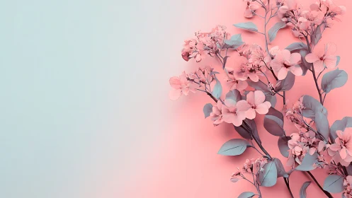 Pink Floral Arrangement on Gradient Background.