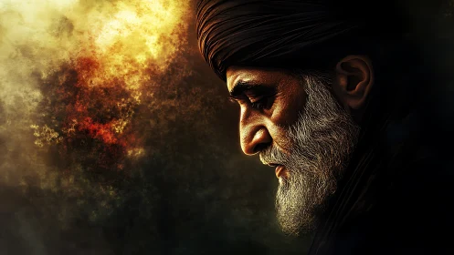 Elder&rsquo;s quiet reflection in warm golden evening light.