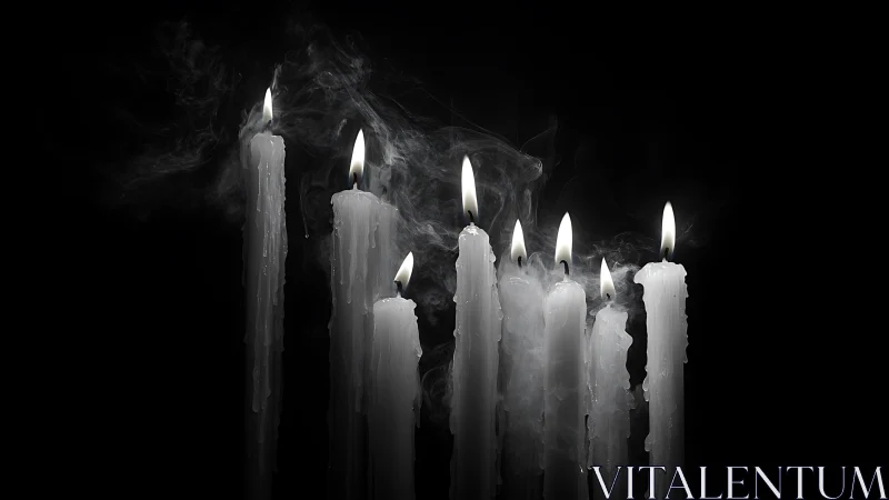 Soft candlelight glowing gently in the quiet dark night.