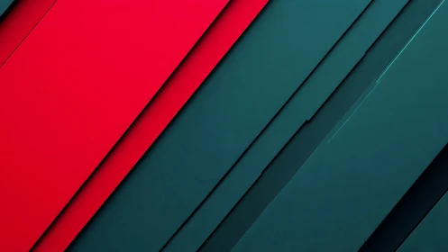 Diagonal composite planes with red teal chromatic contrast.