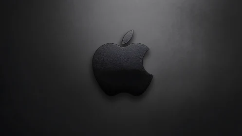 Apple Logo in Textured Black on Dark Gray Gradient