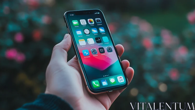 Modern smartphone glowing with vibrant digital life.