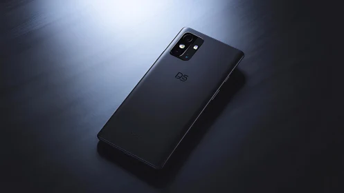 Midnight-black smartphone basking in sleek studio glow.