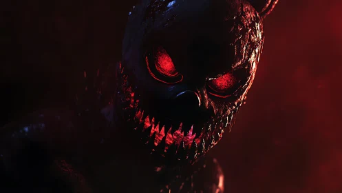 Demonic rabbit creature in cinematic red low key lighting.