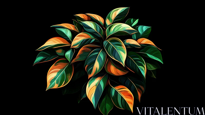 Chromatic foliage topology rendered in digital leaf vectors.