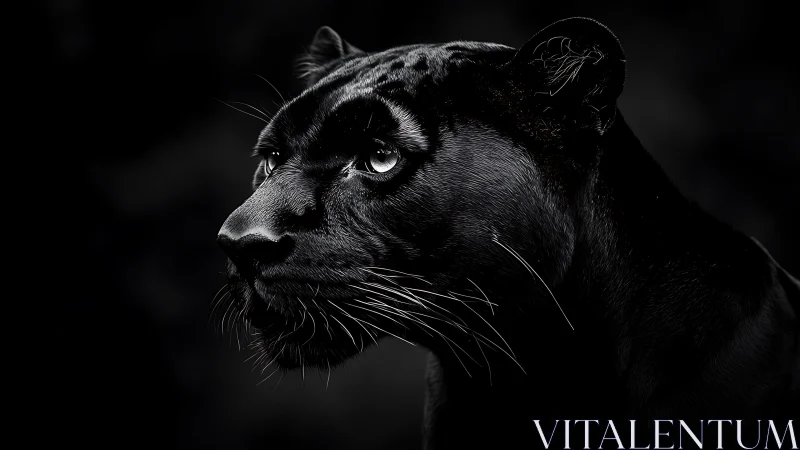 Obsidian Gaze: A Panther's Penetrating Portrait.