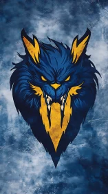 Electric blue wolf emblem with fierce golden energy.