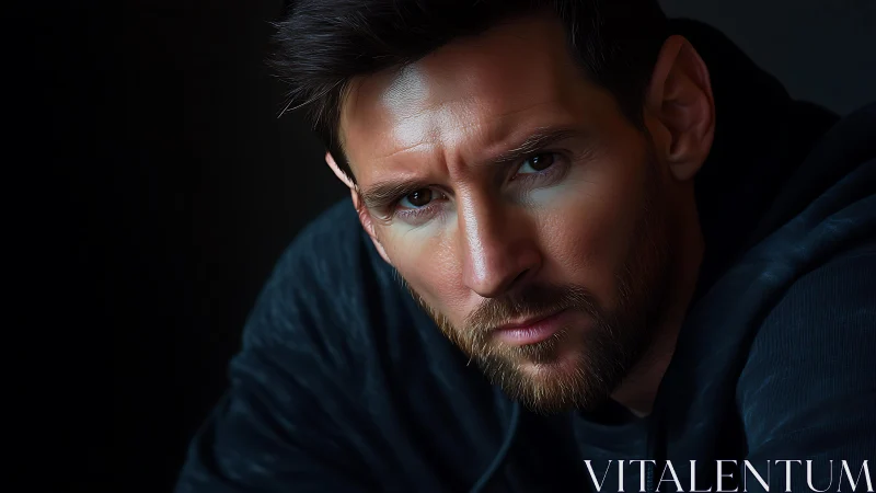 Hyperreal male portrait with hooded sweatshirt in low key