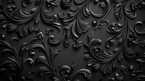 Velvet-black scrollwork curls into a baroque midnight garden
