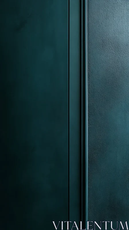 Teal vertical wall panels define minimal interior surface
