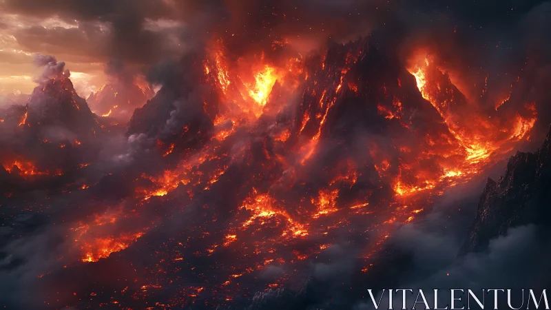 Volcanic Eruption with Massive Lava Flows and Explosive Pyroclastic Activity
