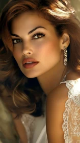 Portrait of a woman in soft focus with lace garment details