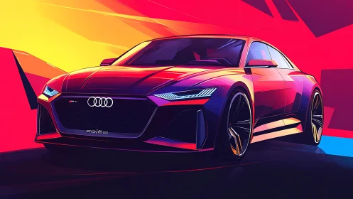 Audi sports sedan concept in bold neon digital colors.