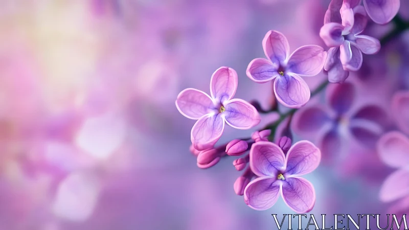 Purple Lilac Blossoms in Soft Focus Bloom.
