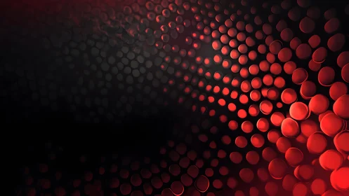 Abstract 3D Red Dots Pattern on Black Background, Modern Digital Art.