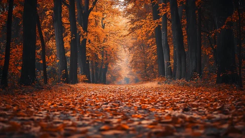 Golden Corridor: Autumn's Luminous Cathedral Unfolding.