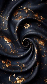 Velvet cosmos twirls with molten gold floral constellations