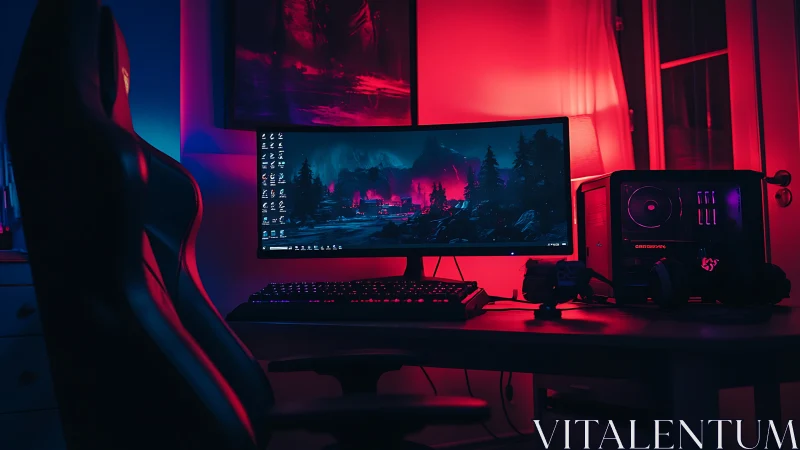 Immersive dual-tone gaming PC setup glows in neon light