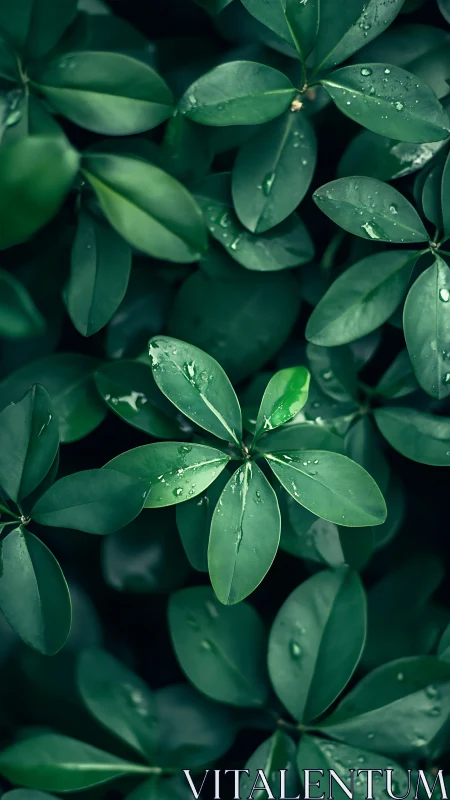 Emerald raindrop leaves weaving a quiet forest lullaby.