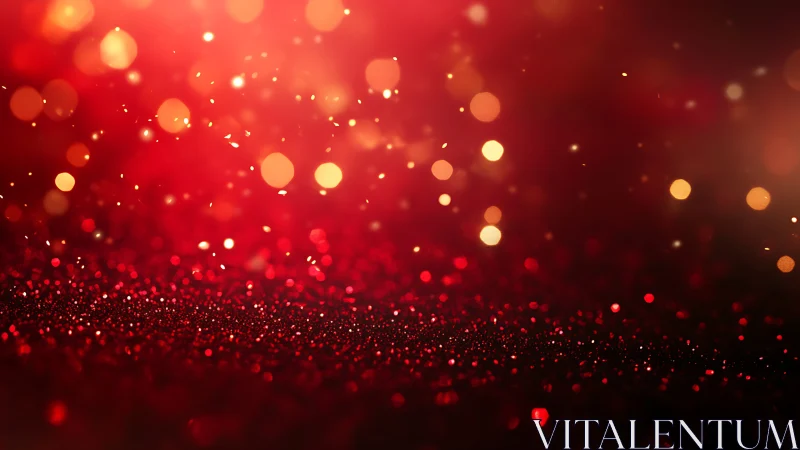 Red glitter bokeh background with glowing festive light.