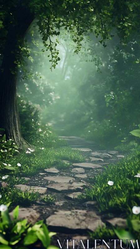 Stone Path Whispers Through Emerald Cathedral.
