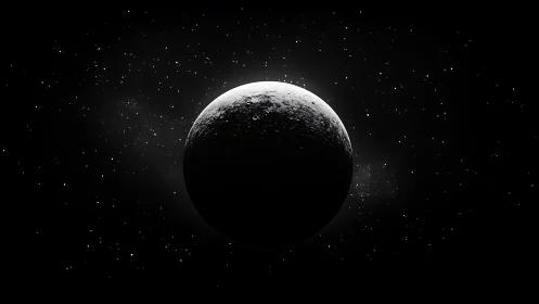 Quiet moonlit world drifting softly through starlit space.