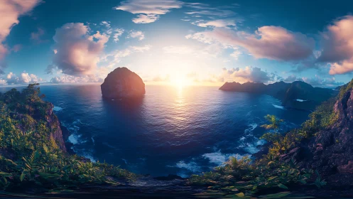 Tropical Archipelago Embraces Golden Dawn Over Impossibly Blue Waters