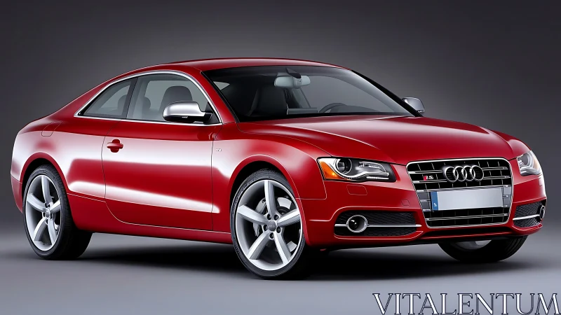 Red Audi sports coupe studio view with clean side profile.