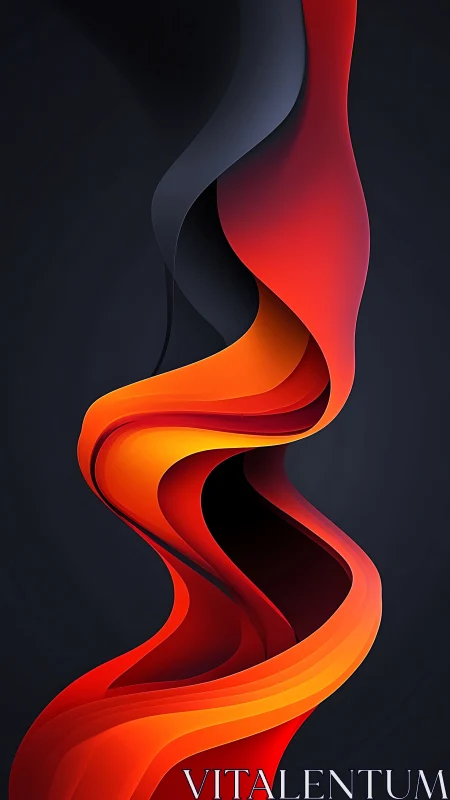 Glowing ribbon of warm color gently twists through darkness