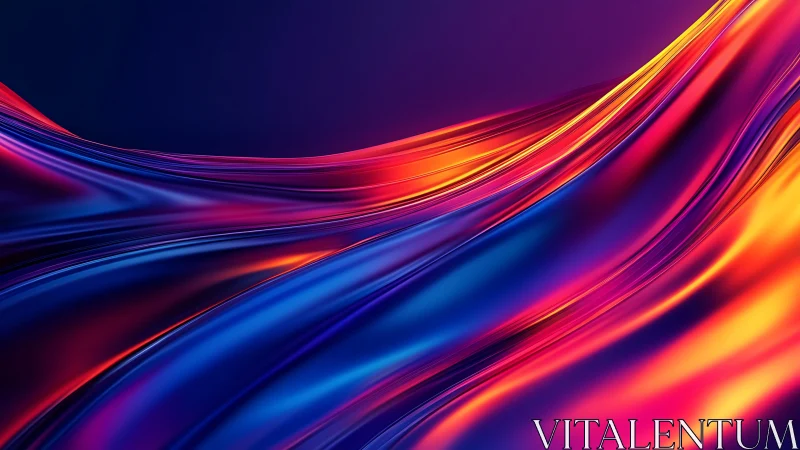 Chromatic flowing wave surfaces in abstract digital field.