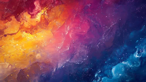 Luminous nebula abstraction in saturated digital painting style.