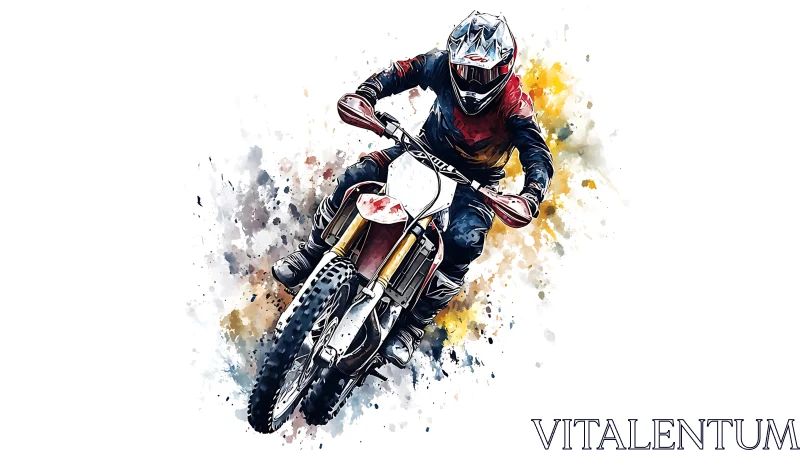 Brushstroke speedster carving color through flying dust.