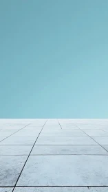 Minimalist concrete facade in extreme low-angle one point perspective