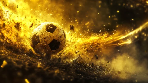 Dynamic football impact rendered with high-energy particle simulation