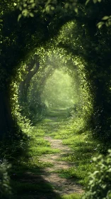 Forest Tunnel with Foliage Archway and Path