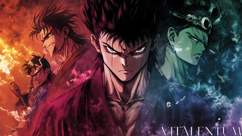 Four blazing spirits slice the dusk in molten neon fury