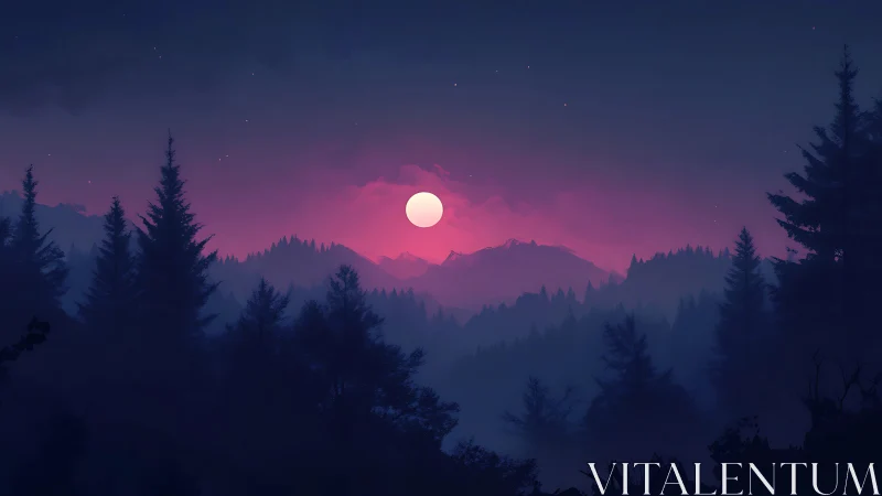 Moonlit Forest: Night's Peaceful Glow.