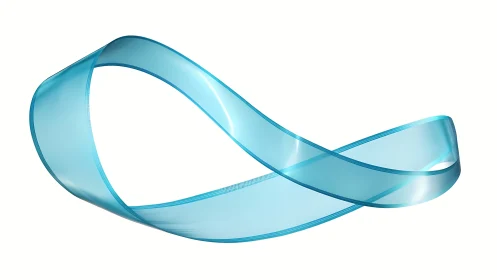 Shimmering blue ribbon loop glows in a graceful airy twist