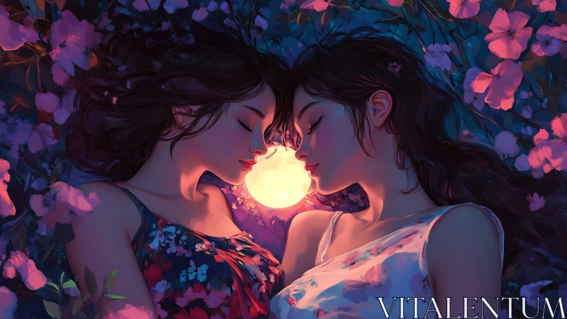 Luminescent Dual Figure Portrait with Bioluminescent Sphere Interaction