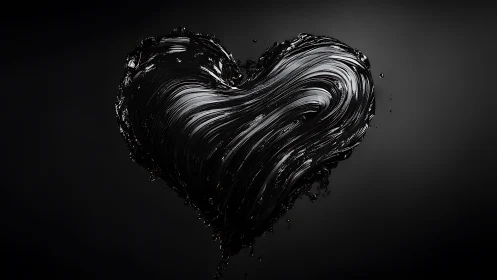 Heart-Shaped Liquid Splash in Monochrome Luminescence.